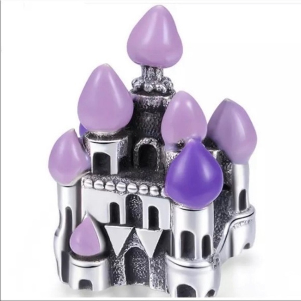 ☘️NEW•Silver 925 & Purple enamel Castle DIY charm princess ☘️3/$30